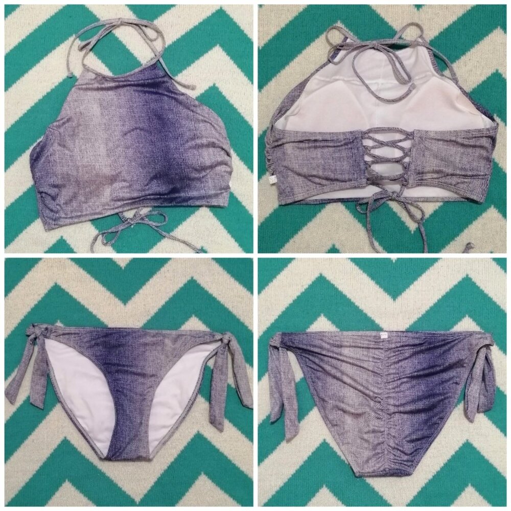 🇨🇦 Y2K Inspired Denim-Look Halter Style Bikini